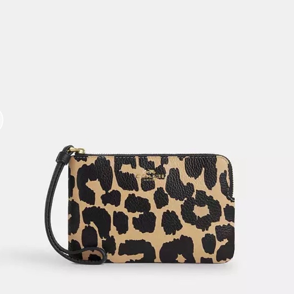 Leopard Print Coach Corner Zip Wristlet EUC - Picture 7 of 8